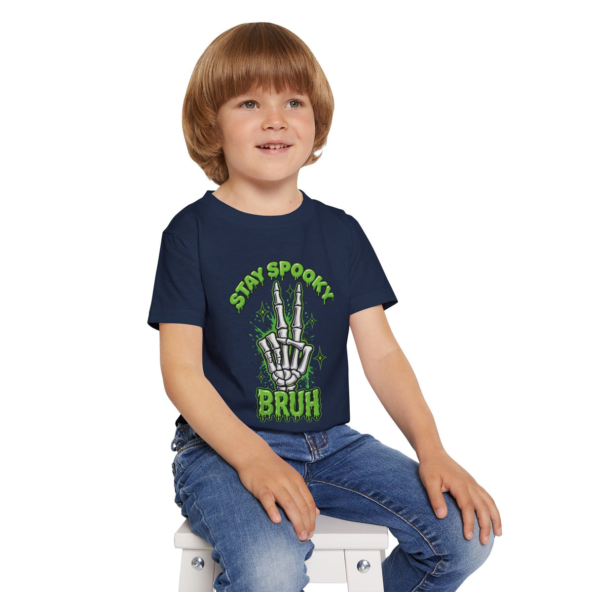 Stay Spooky Bruh toddler t-shirt | Skeleton hand graphic, Halloween kids top