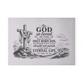 John 3:16 Scripture Cross Illustration Glass Cutting Board | Christian Kitchen Decor