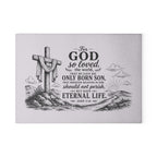 John 3:16 Scripture Cross Illustration Glass Cutting Board | Christian Kitchen Decor