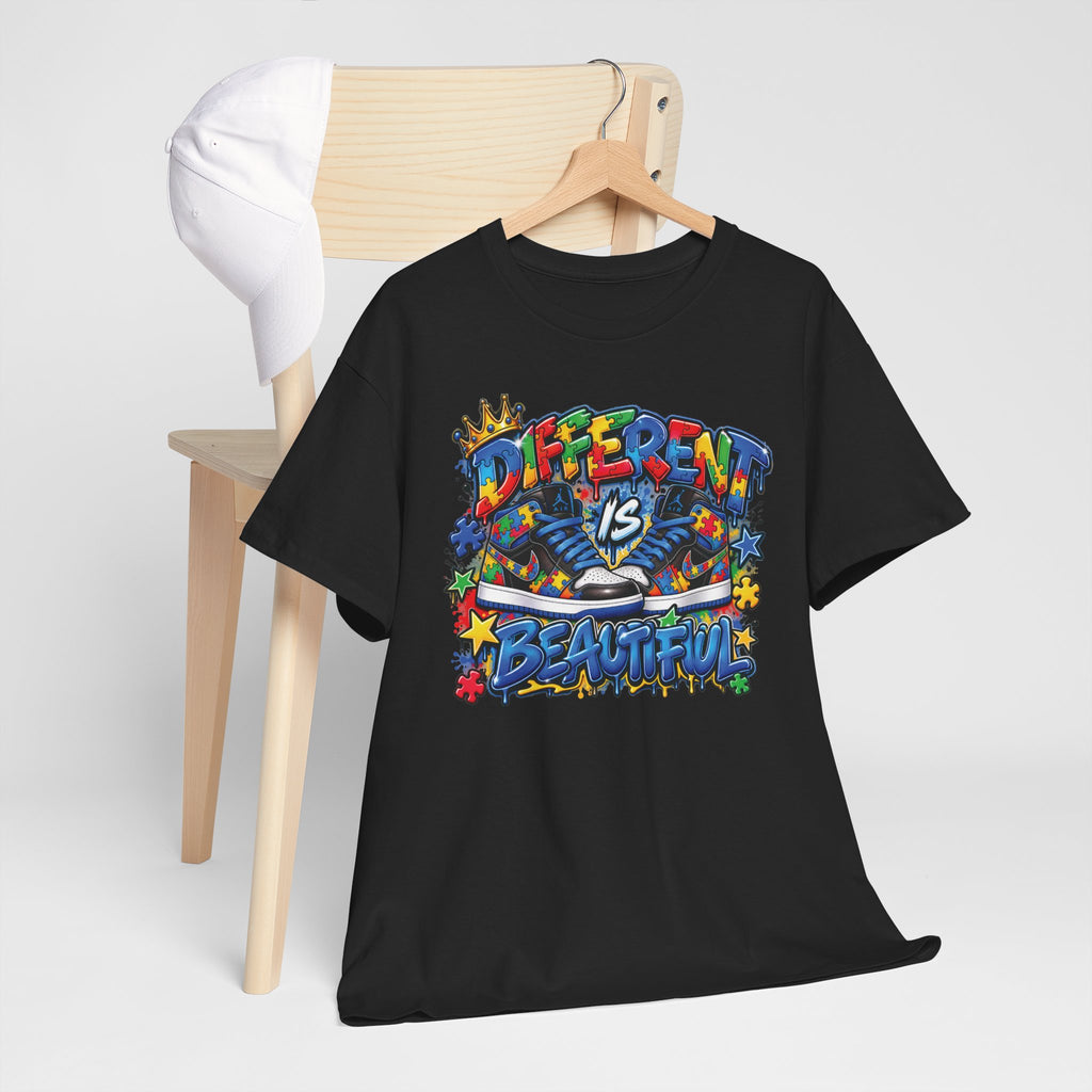 Different Is Beautiful Autism T-Shirt | Colorful Graffiti Typography