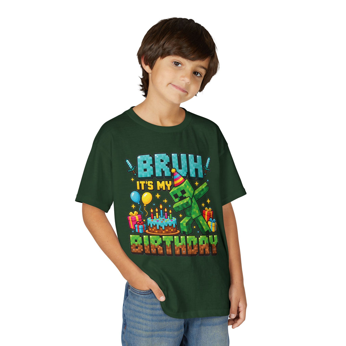 Bruh It’s My Birthday Minecraft-Inspired Youth T-Shirt