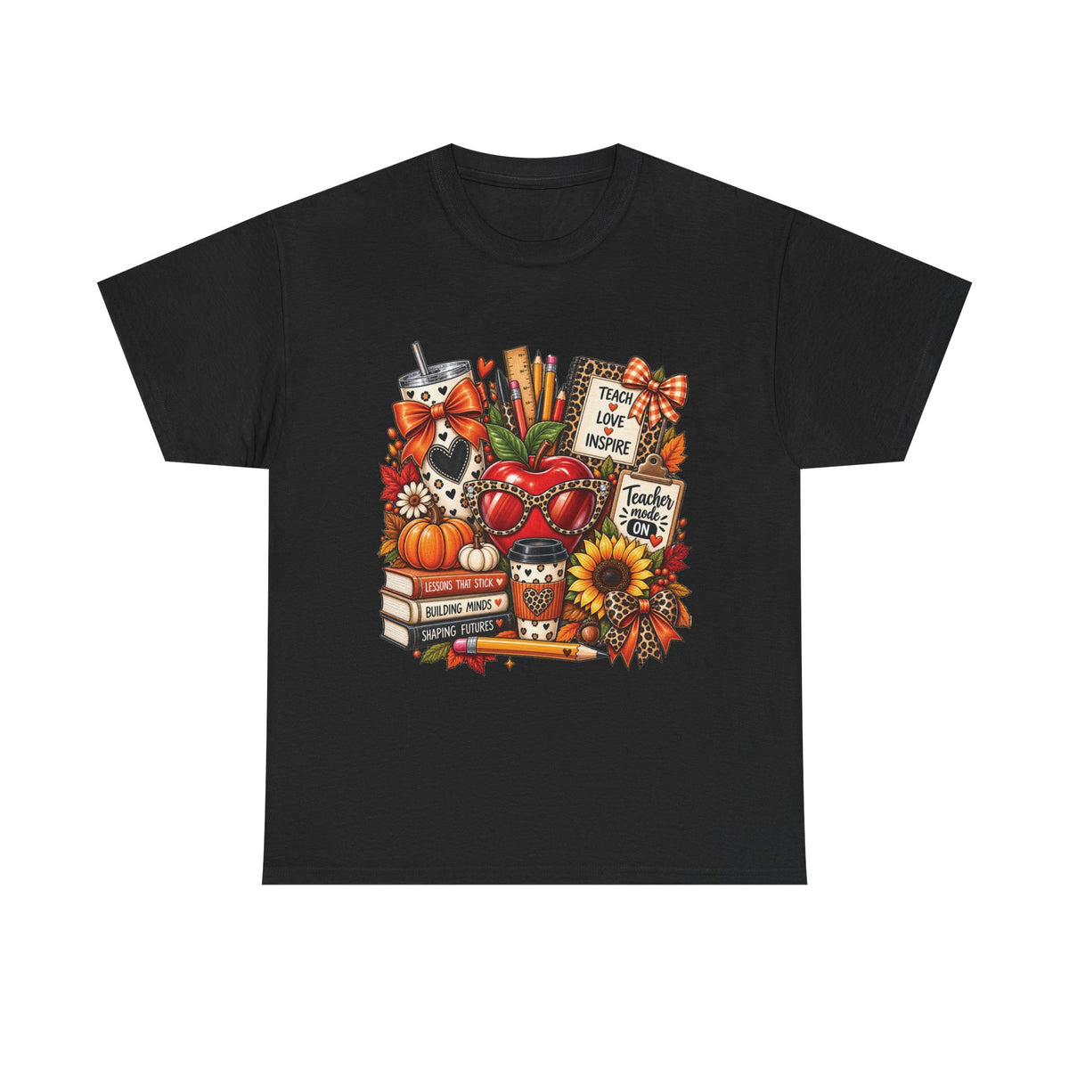 Teacher Love Inspire apple stack T-Shirt | Fall teacher autumn design