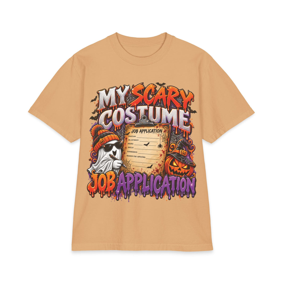 My Scary Costume Job Application T-Shirt | Halloween Ghost Pumpkin Design