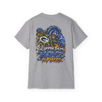 Detroit and Green Bay Rivalry Graphic Tee | Lion Ripping Green Bay Logo Back