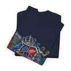 Detroit Skyline Collage T-Shirt | Motor City Landmarks, Vintage Neon Design