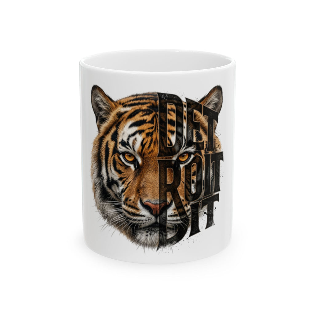 Tiger Face with Detroit Script Mug | Ceramic Coffee Cup