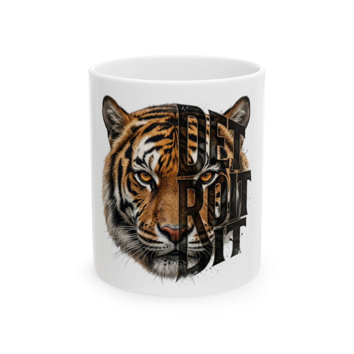 Tiger Face with Detroit Script Mug | Ceramic Coffee Cup