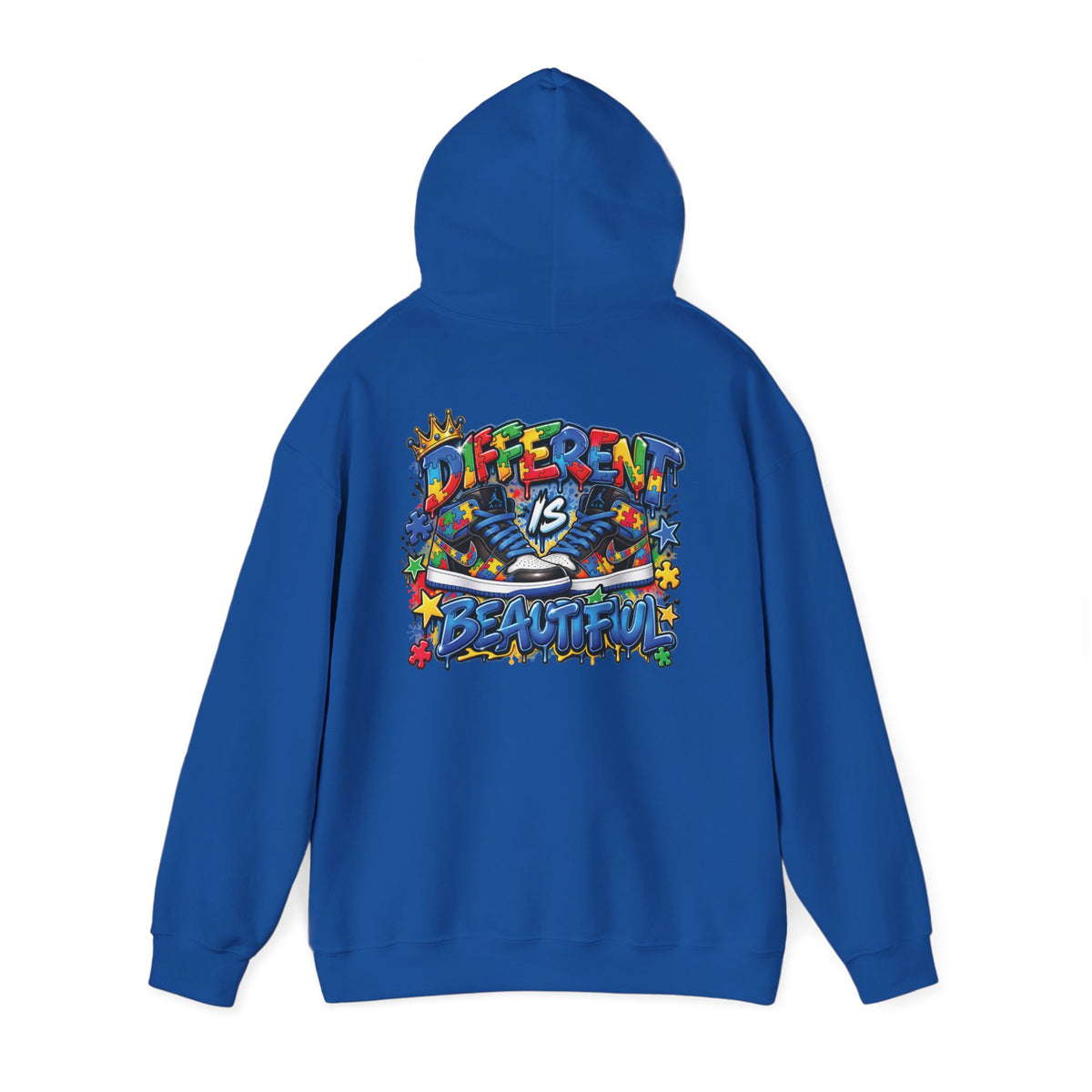 Detroit Graffiti Autism Hoodie | Different Is Beautiful Back Print