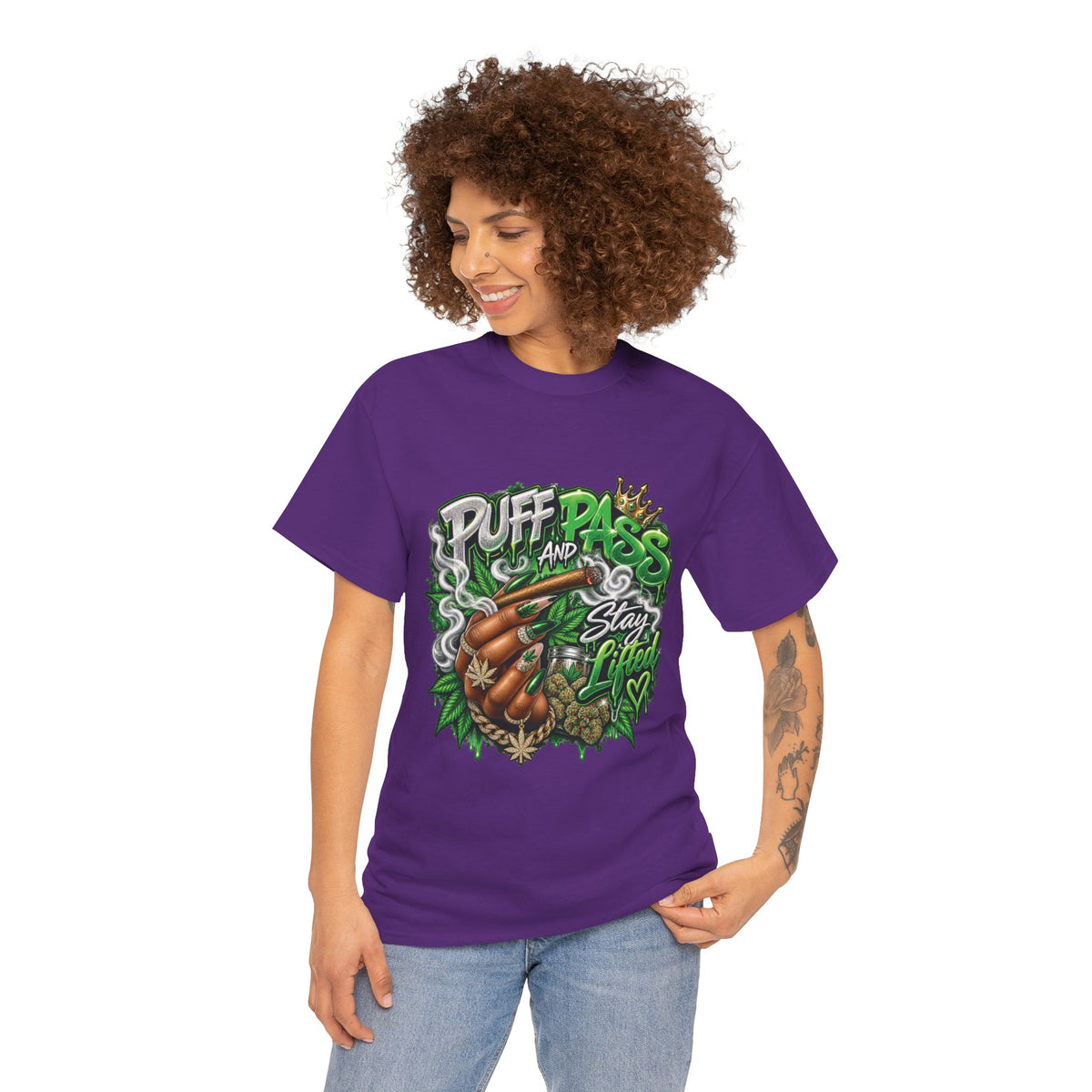 Puff and Pass Stay Lifted T-Shirt | Cannabis Leaf Graphic Tee