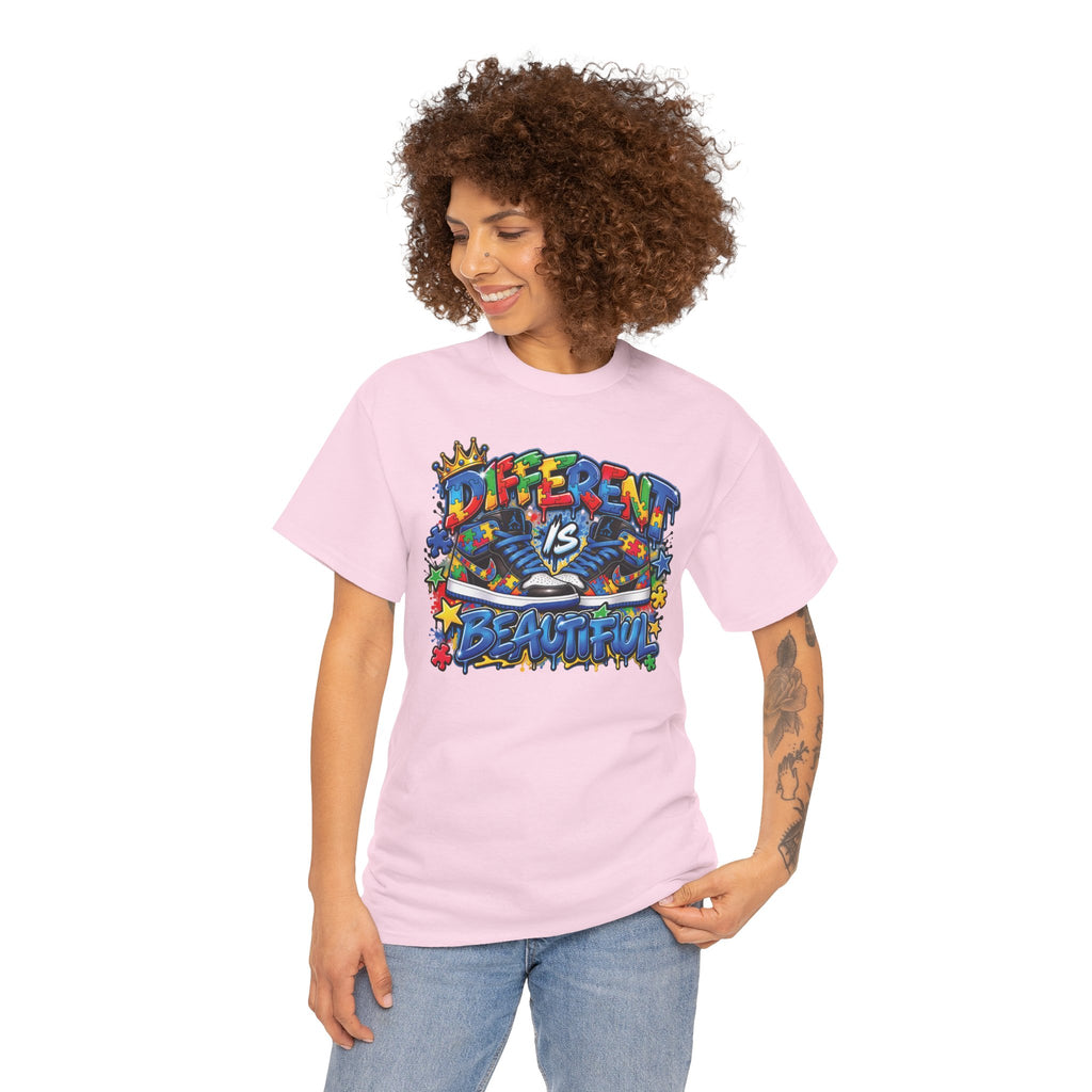 Different Is Beautiful Autism T-Shirt | Colorful Graffiti Typography