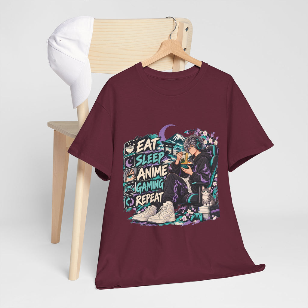 Eat Sleep Anime Gaming Repeat Video Game Graphic T-Shirt