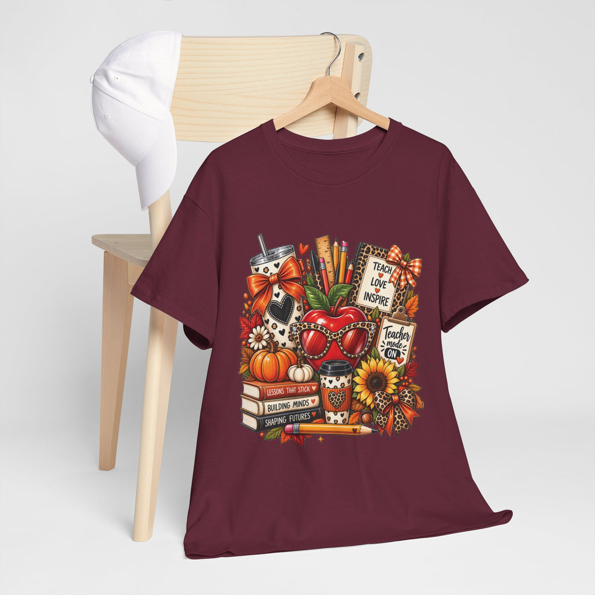 Teacher Love Inspire apple stack T-Shirt | Fall teacher autumn design