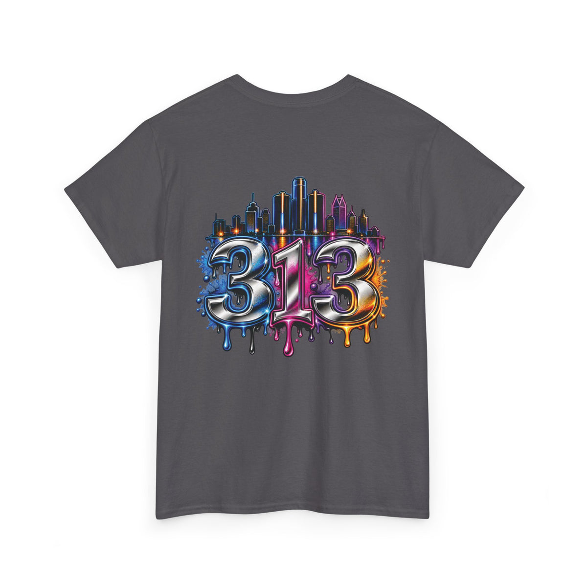 Detroit Script Tee | 313 Drip Skyline T-Shirt