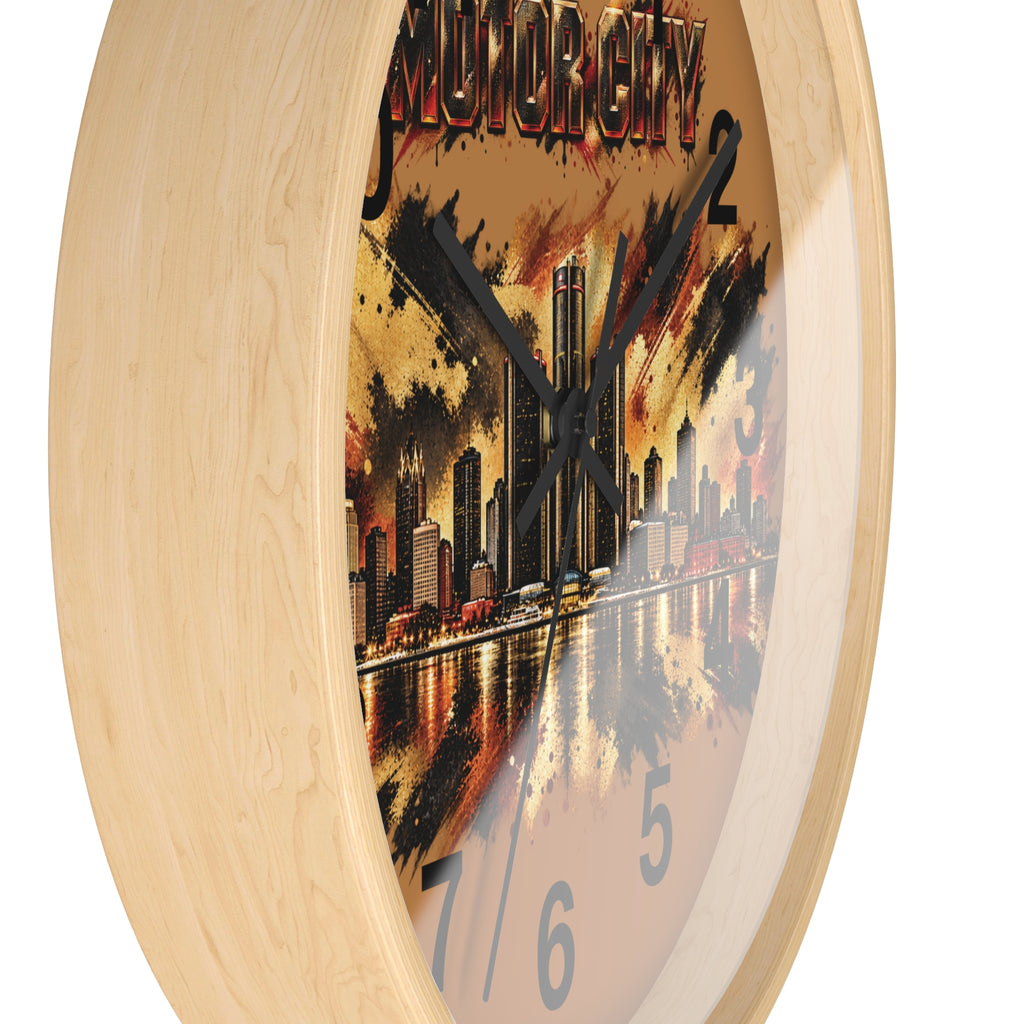 Motor City Detroit Skyline Wall Clock