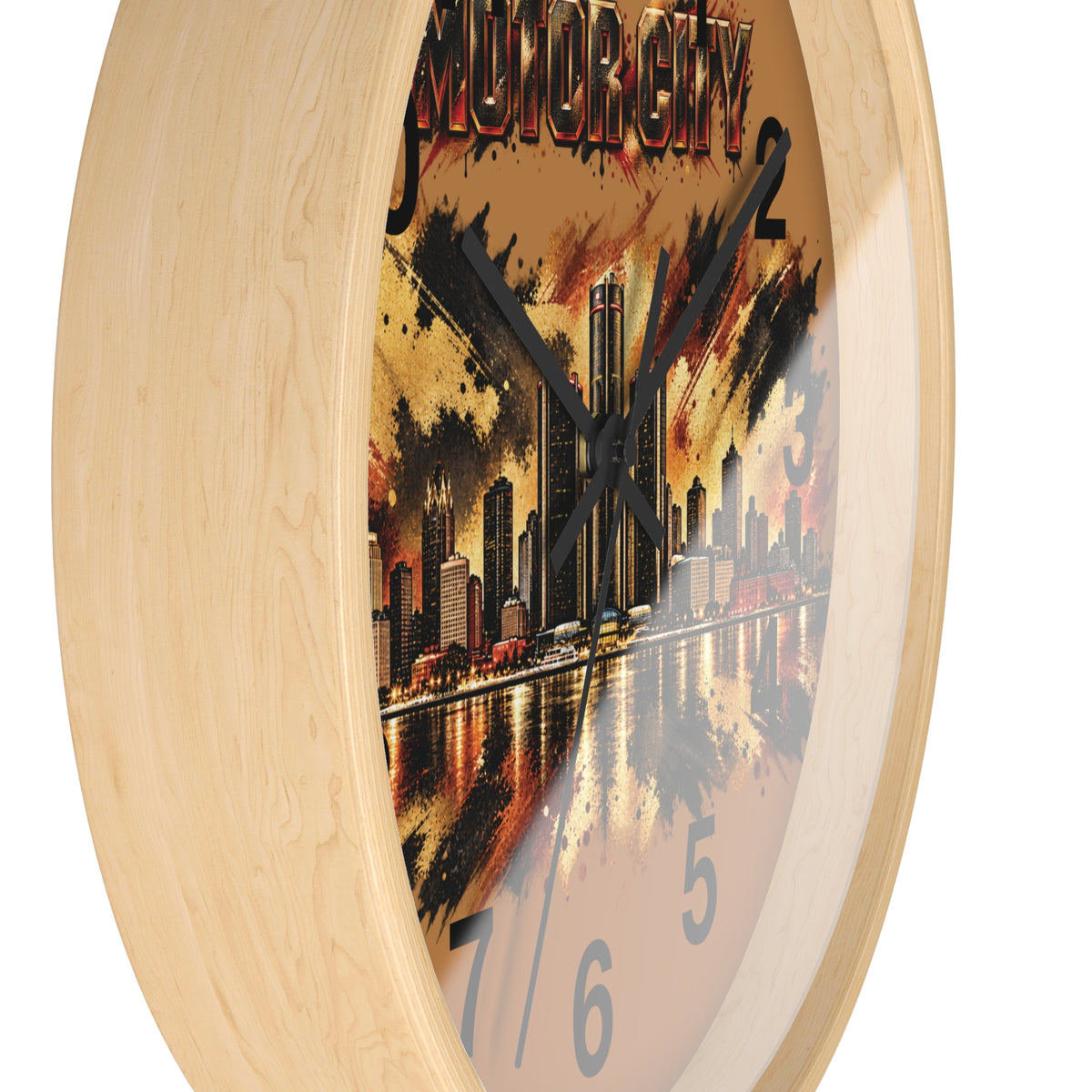 Motor City Detroit Skyline Wall Clock