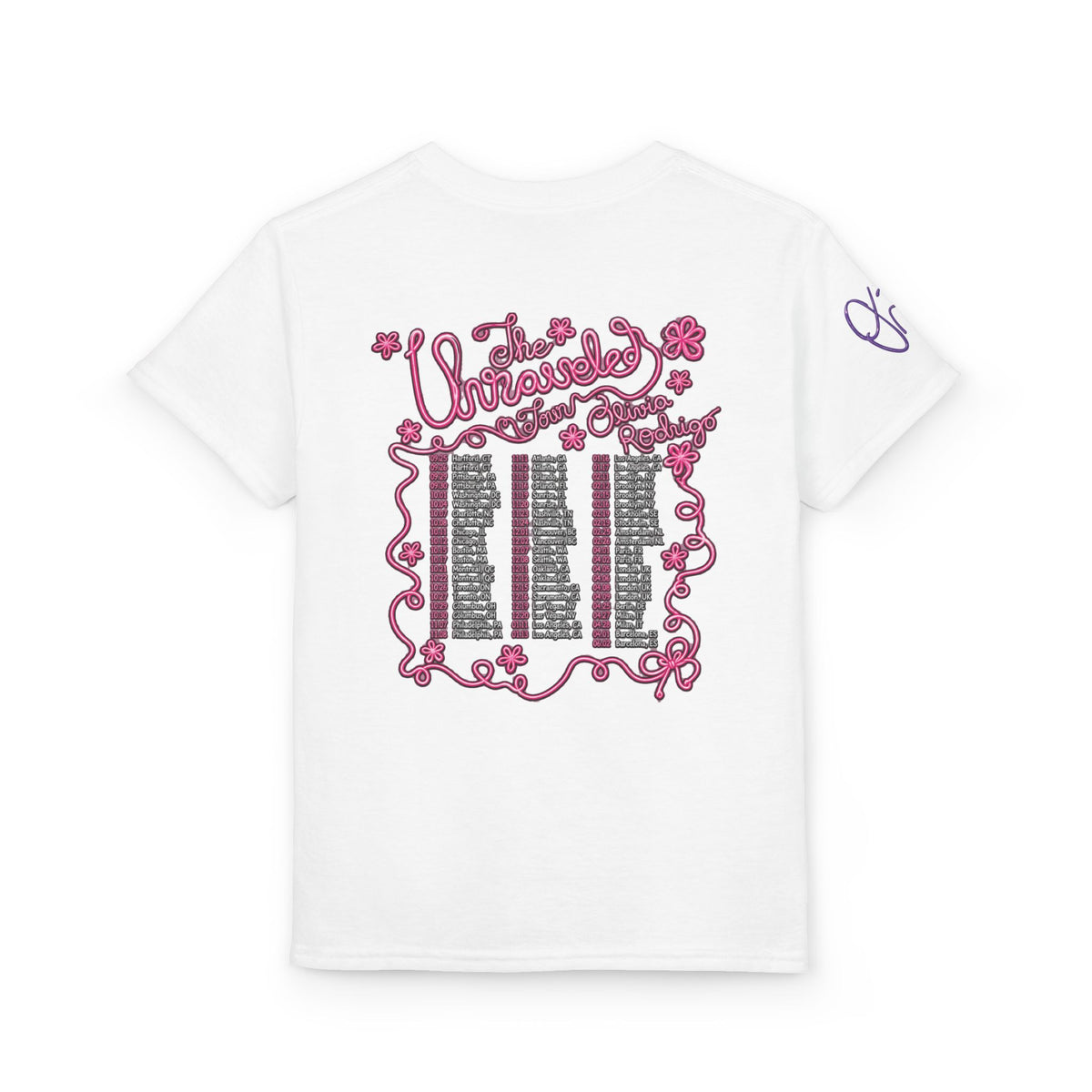 Olivia Rodrigo Tour Date List T-Shirt | Pop Star Tribute, Floral Butterfly Design