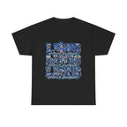 Lions Football Typography Tee | Blue Vintage Grunge Stadium Design