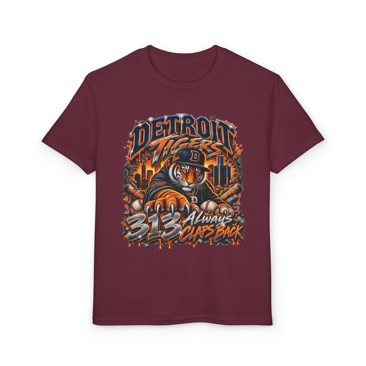 Detroit Tigers Tiger Mascot T-Shirt | 313 Always Claps Back