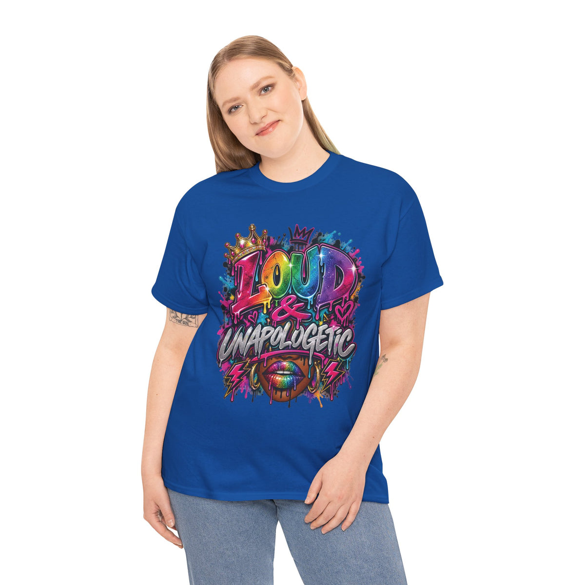 Loud & Unapologetic T-Shirt | Colorful Graffiti Typography, Bold Street Art Tee