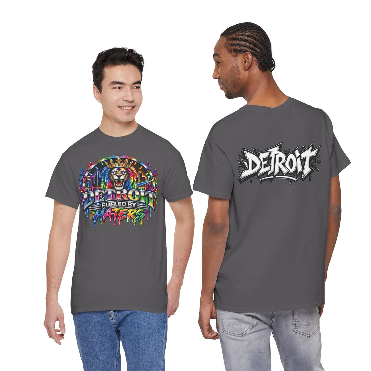 Detroit Lion Graffiti tee | Colorful Drip Lion Detroit Tee