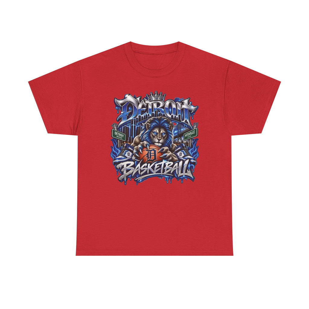 Detroit Basketball Lion Graphic Tee | Motor City D Old English Logo