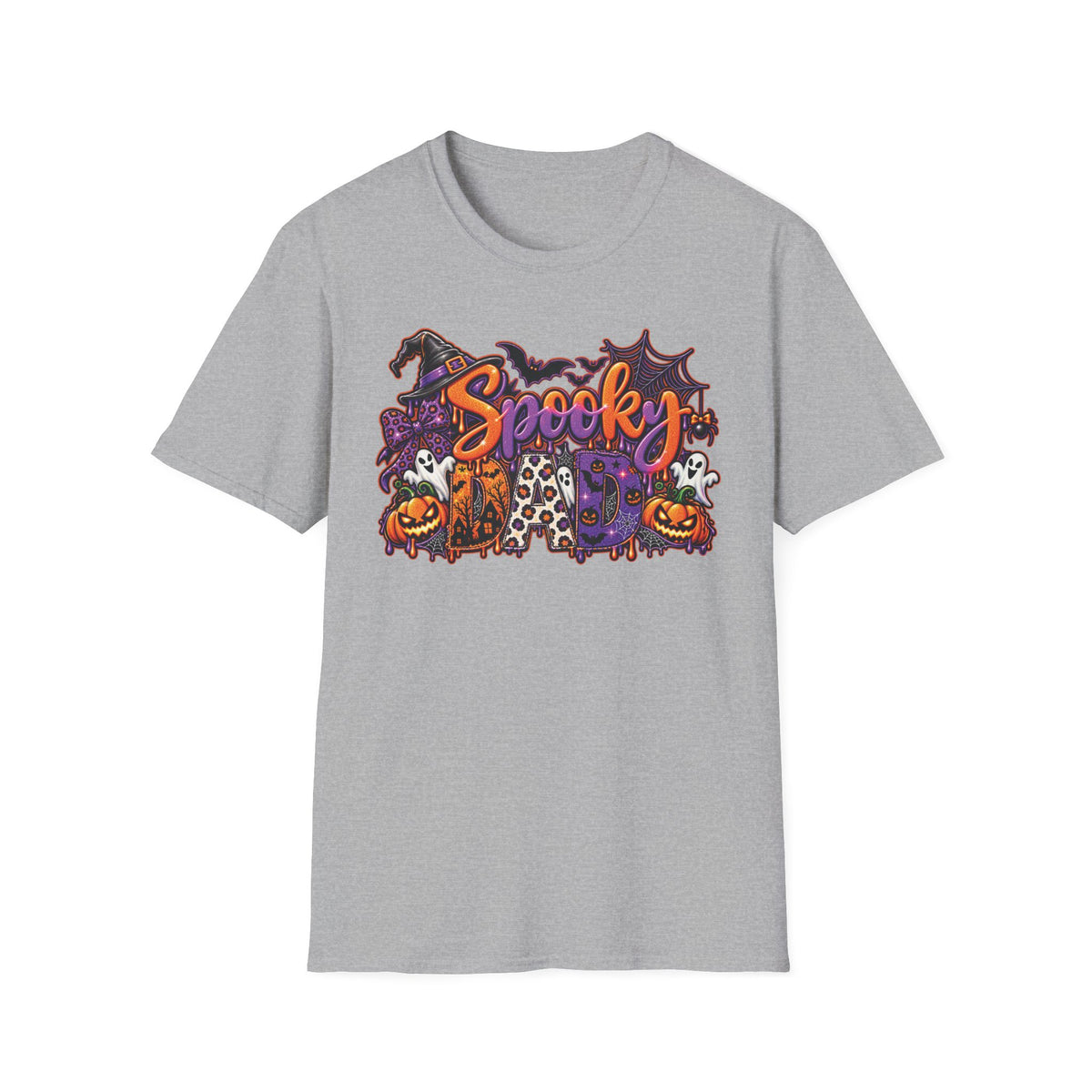 Spooky Dad Halloween Haunted House T-Shirt | Pumpkin Ghosts Witch Hat