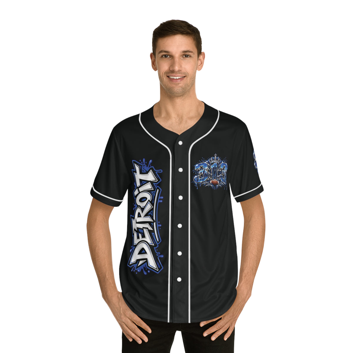 Detroit Football Lion Graphic Baseball Jersey | Detroit Pride