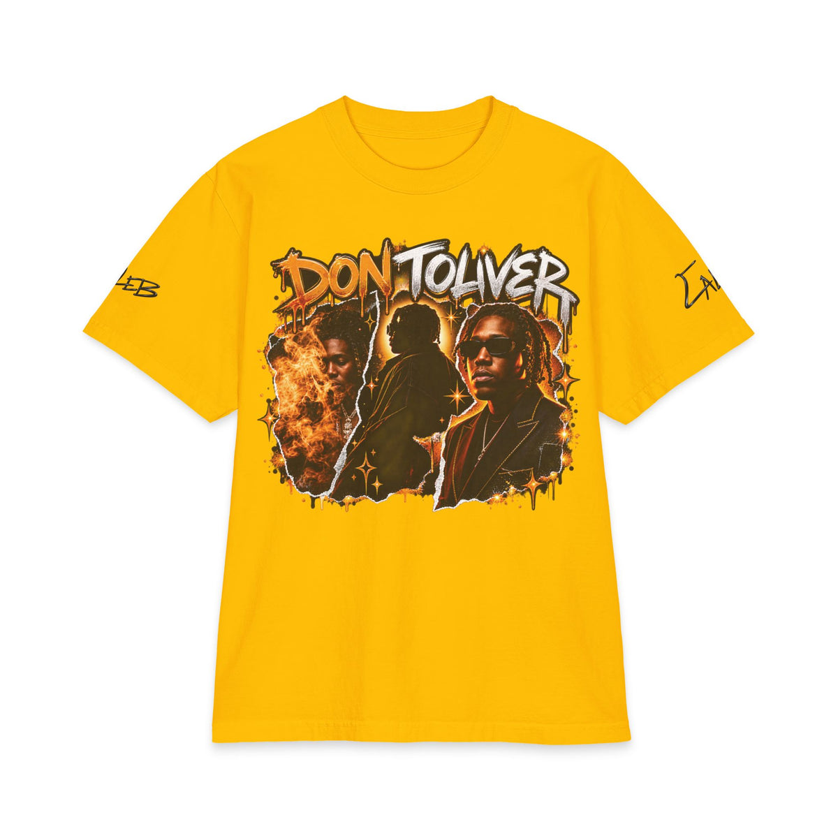 Don Toliver Portraits Graphic T-Shirt | Rap Artist Tee, Flame Collage