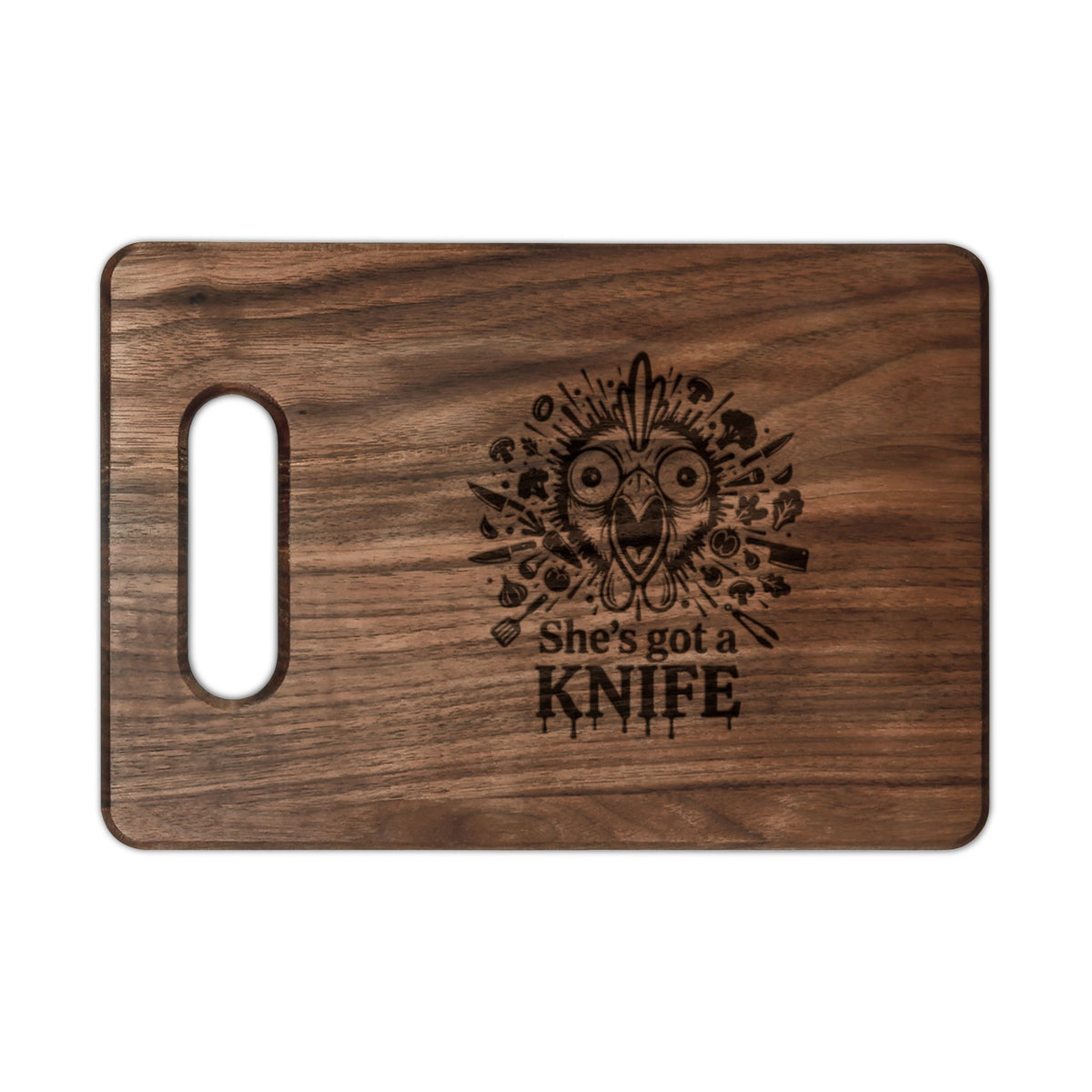 She's Got a Knife wooden cutting board | Engraved kitchen decor