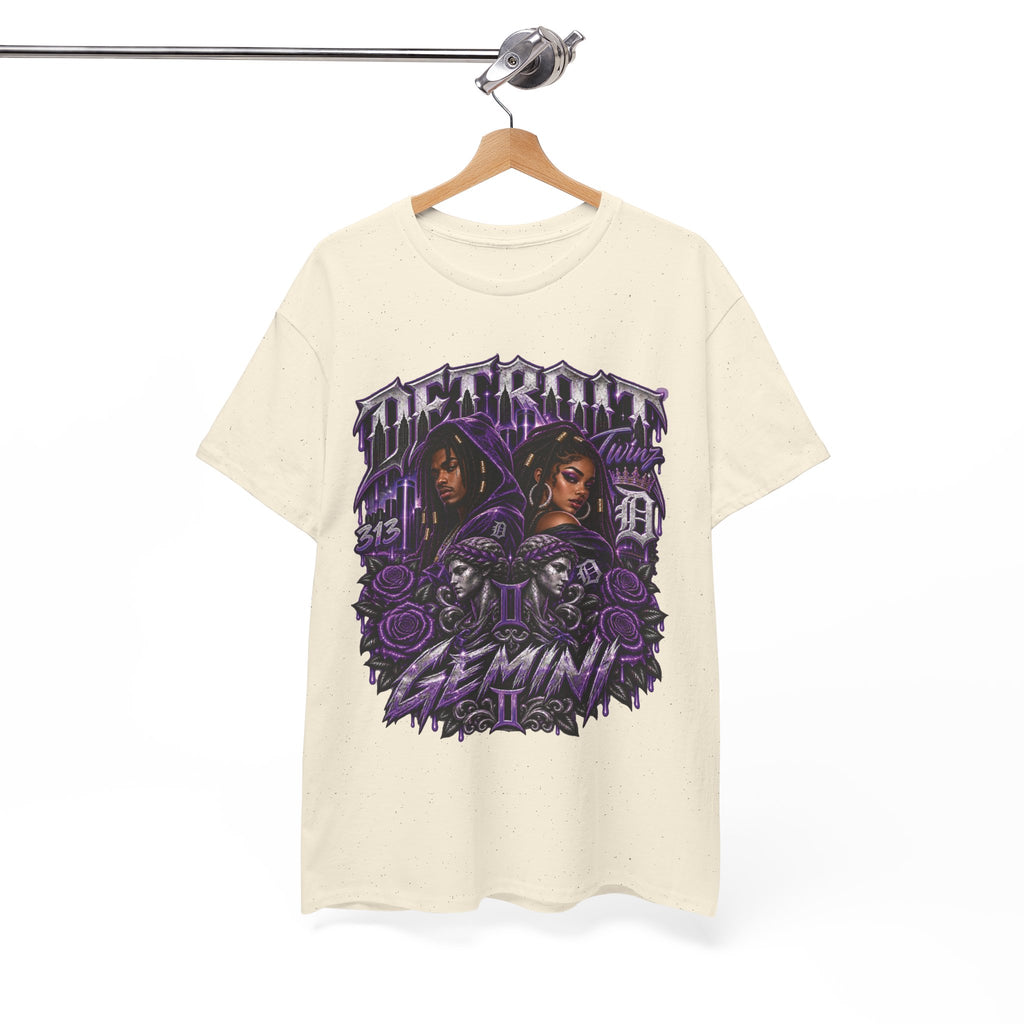 Gemini Skull Roses Graphic T-Shirt | Zodiac Twins Illustration