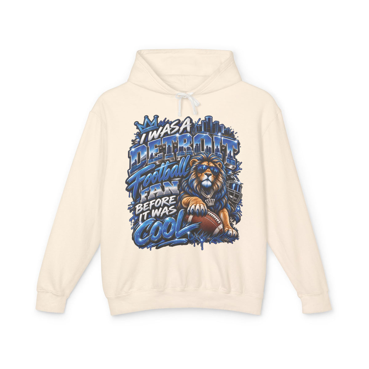 Detroit Retro Graffiti Hoodie | Lion, Skyline, Football Illustration