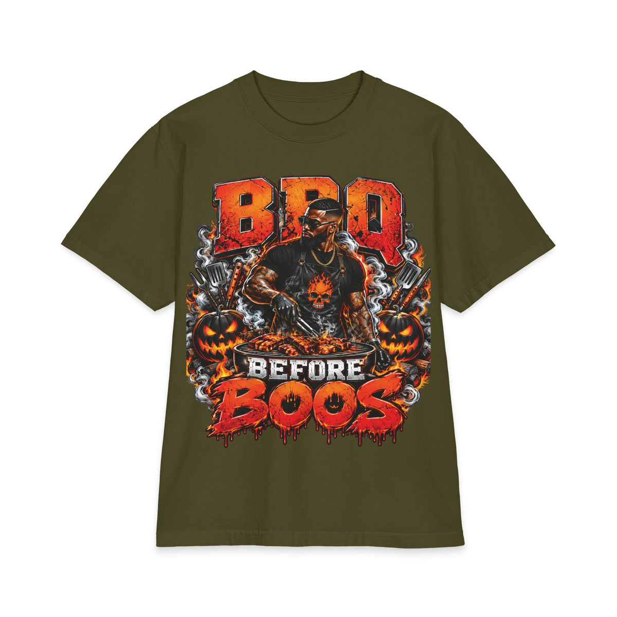 Dad Gift Shirt BBQ Before Boos T-Shirt | Halloween BBQ Grilling Graphic Tee