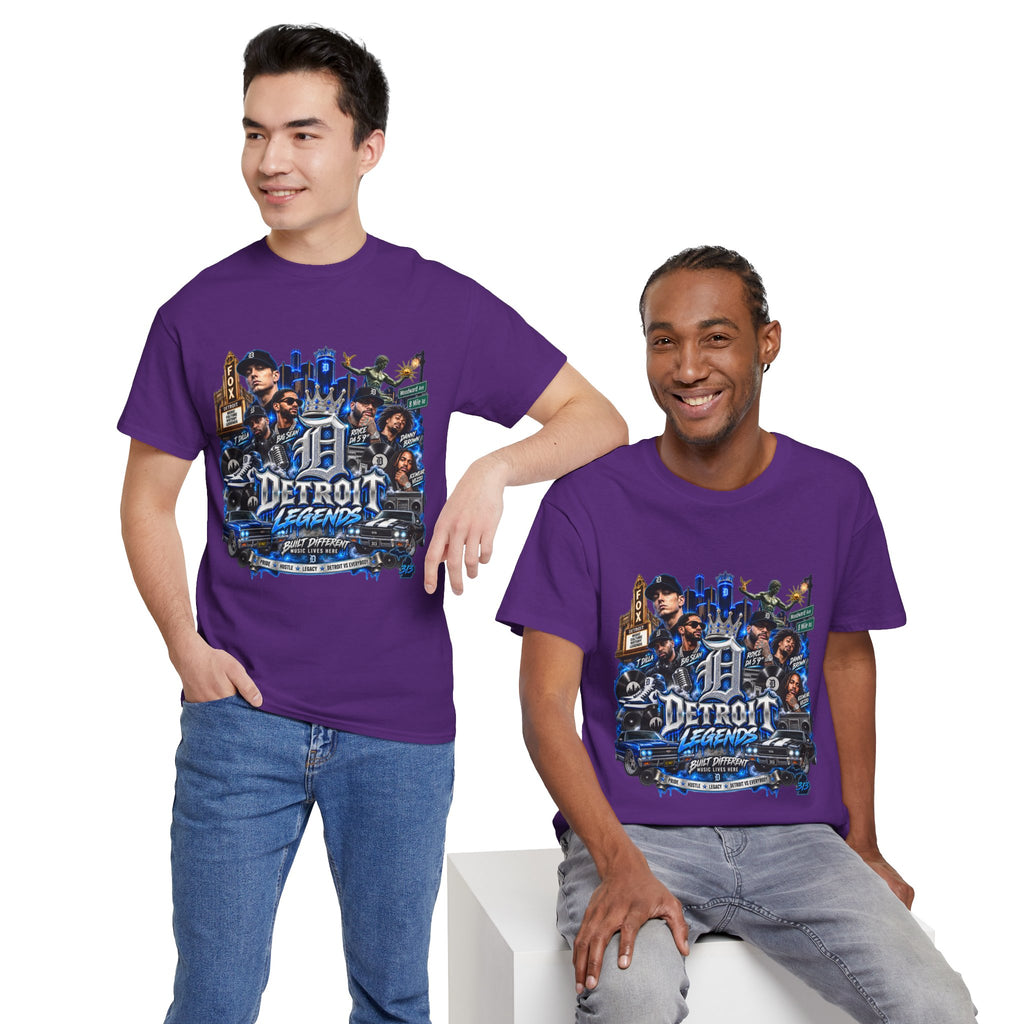 Detroit Legends collage T-Shirt | Motor City skyline, classic cars, musicians