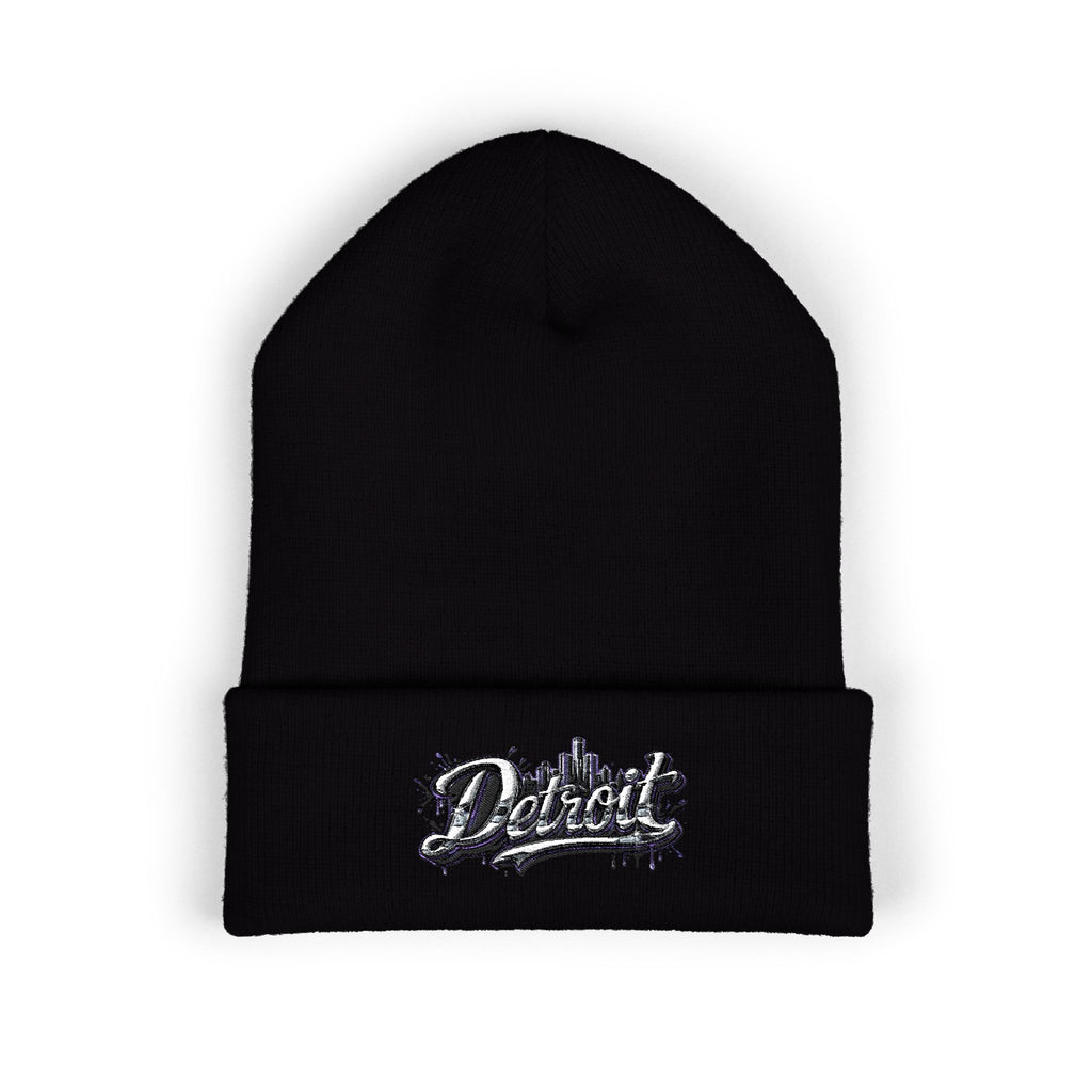 Detroit Graffiti Script Beanie | Embroidered Cuffed Beanie