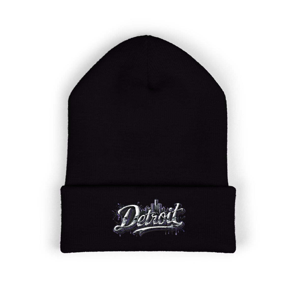 Detroit Graffiti Script Beanie | Embroidered Cuffed Beanie