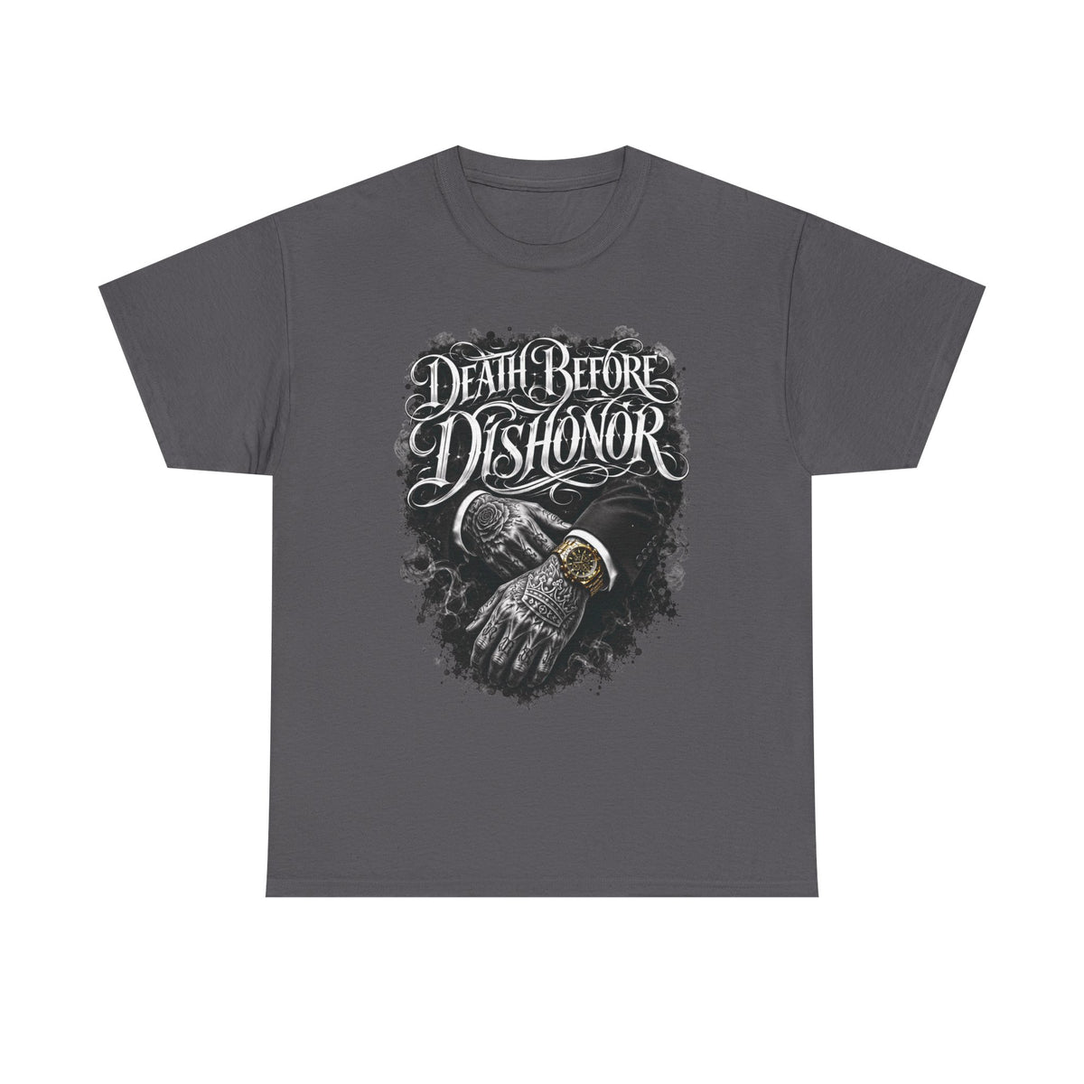 Death Before Dishonor Skull Gloves T-Shirt | Biker Tattoo Style
