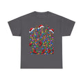 Dancing Skeletons with Christmas Lights T-Shirt | Santa Hat Holiday Tee