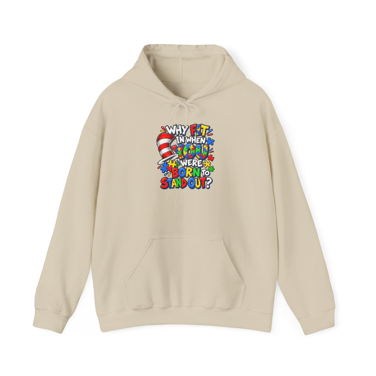 Dr. Seuss Cat in the Hat Quote Hoodie | Why Fit In When You Were Born To Stand Out Autism
