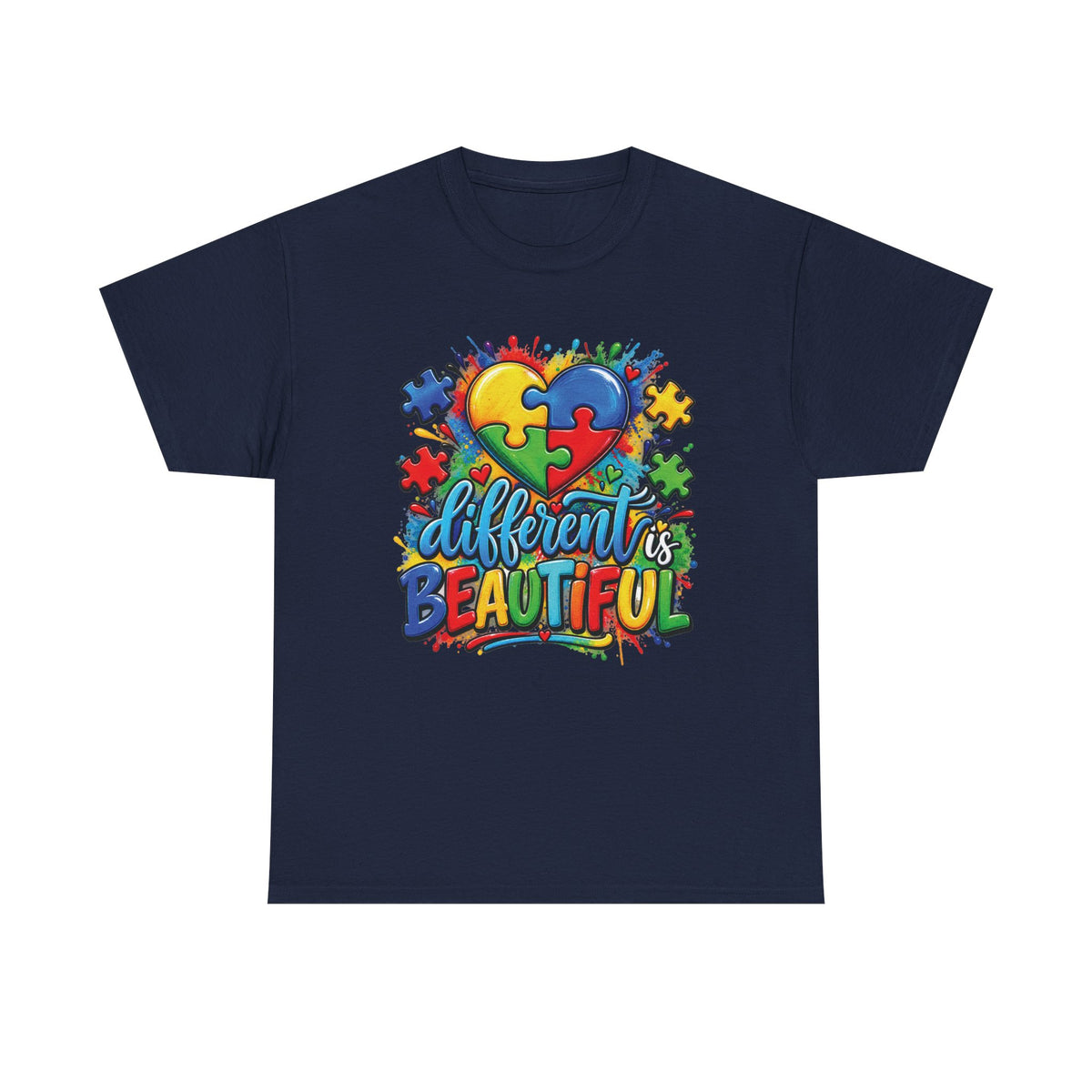 Different Is Beautiful Autism Puzzle Heart T-Shirt | Neurodiversity Awareness Tee