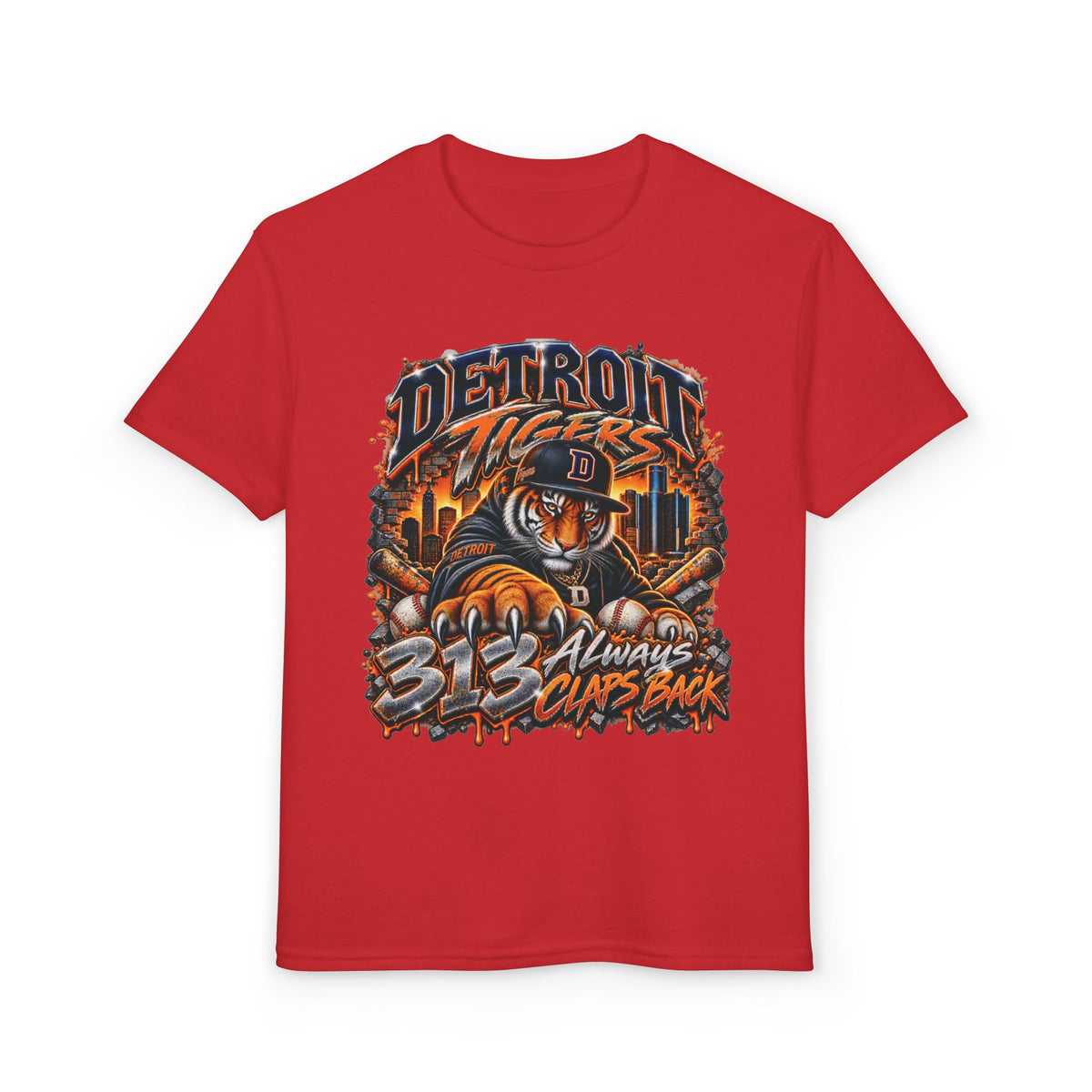 Detroit Tigers Tiger Mascot T-Shirt | 313 Always Claps Back