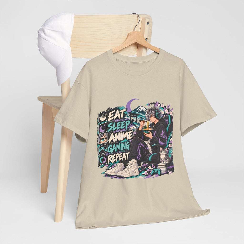Eat Sleep Anime Gaming Repeat Video Game Graphic T-Shirt