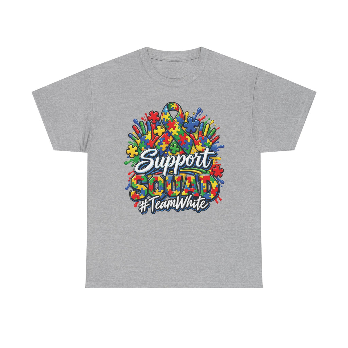 Support Squad T-Shirt | Autism Awareness Ribbon, Puzzle Heart Design