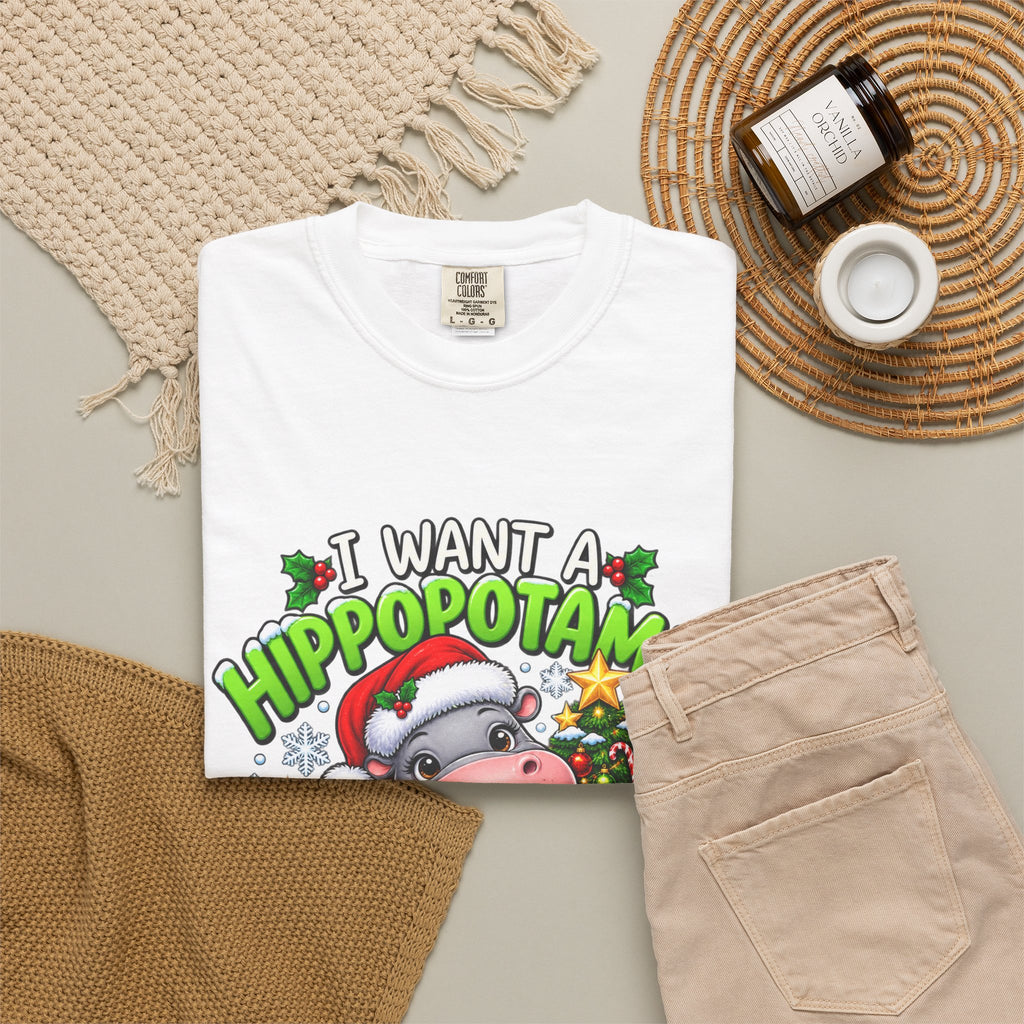 I Want a Hippopotamus for Christmas T-shirt | Hippo Christmas Tee