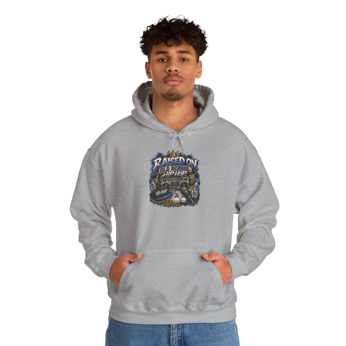 Raised On hip hop Hoodie | Vintage Guitar Skull Band Design