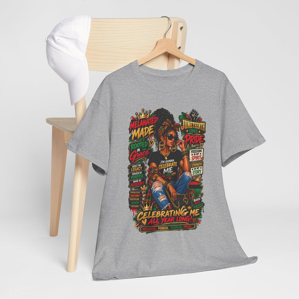 Melanated Made Rooted Grace T-Shirt | Celebrating Me graphic tee