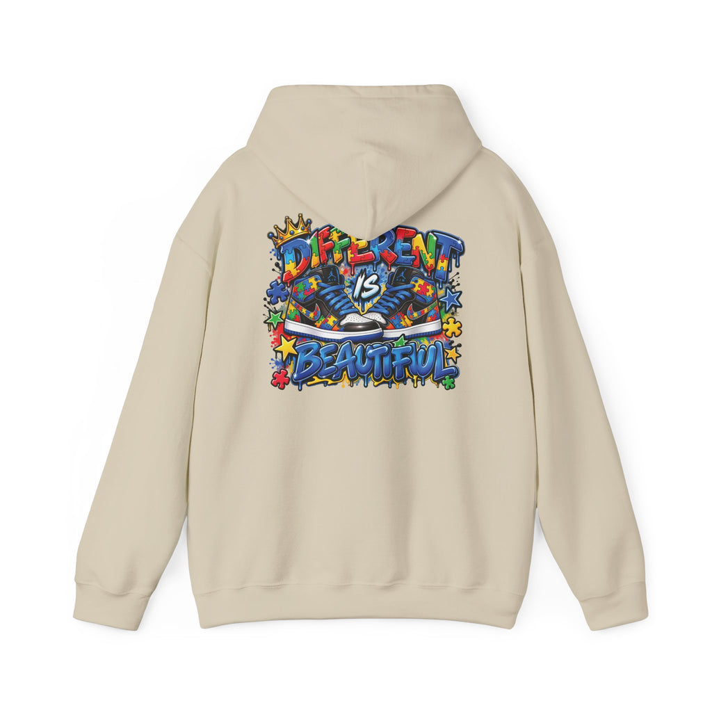 Detroit Graffiti Autism Hoodie | Different Is Beautiful Back Print