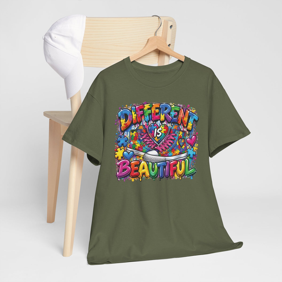 Autism Different Is Beautiful T-Shirt | Colorful Rainbow Graffiti Design