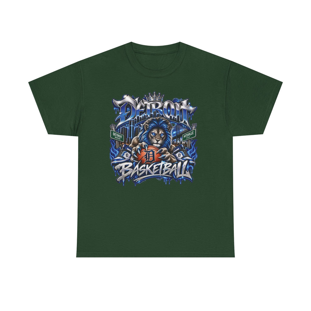 Detroit Basketball Lion Graphic Tee | City Streetball Detroit D Logo