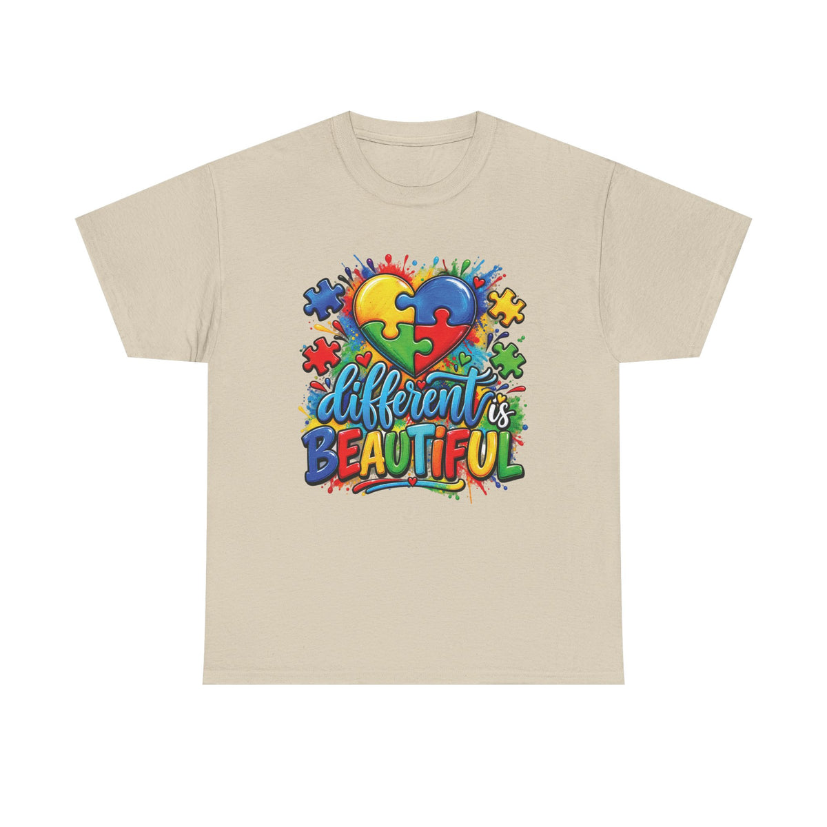 Different Is Beautiful Autism Puzzle Heart T-Shirt | Neurodiversity Awareness Tee