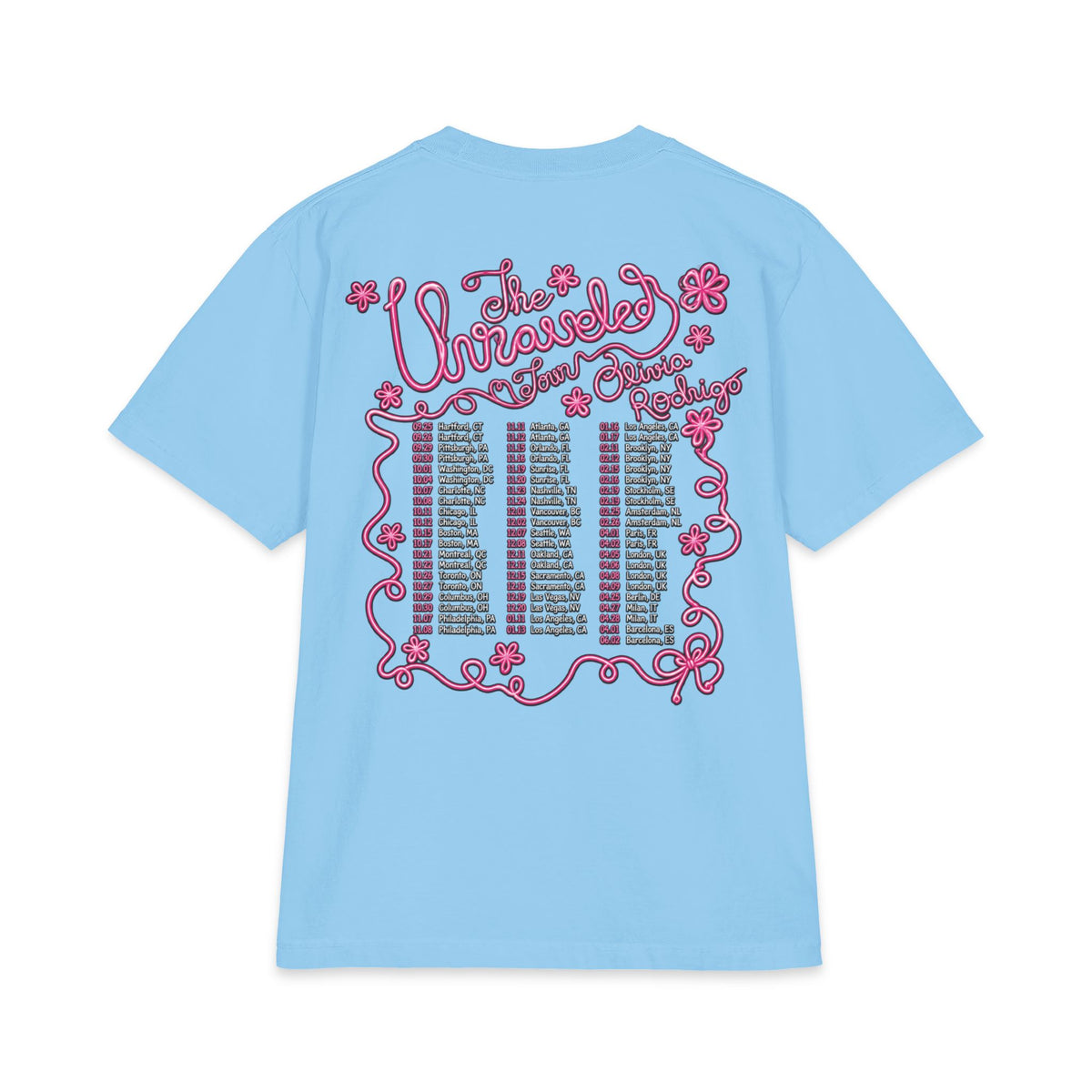 Olivia Rodrigo portrait T-Shirt | tour dates backprint
